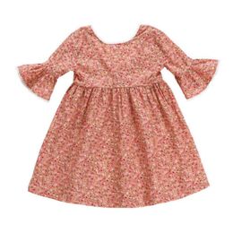 2019 Kids Girls Child Princess Party Flare Sleeve Pageant Sweet Print Dress Floral Outfits Q0716