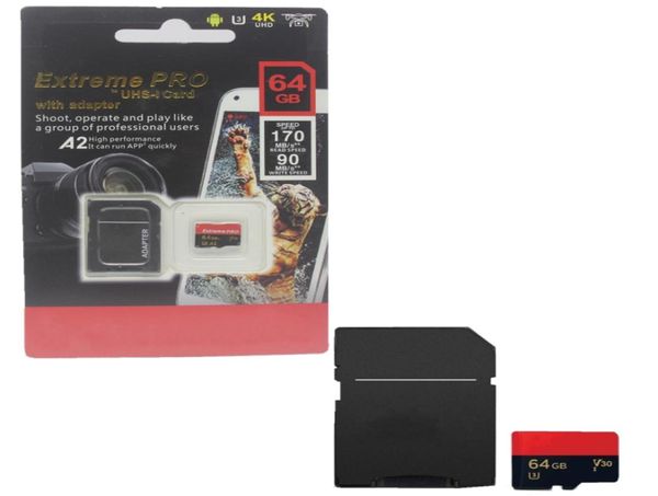 2019 última tarjeta SD de 128 GB 256 GB 64 GB 32 GB buena con adaptador Blister paquete minorista genérico DHL5144660