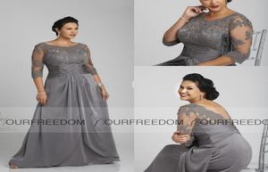 2019 longues robes de mère de la mariée longueur de plancher argent robes de soirée grande taille pour femmes de grande taille pure dos nu formelle Part3782290