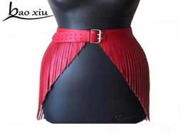 2019 Long Tassel Boho Fringe Wide Belt dames cuir en cuir Black Belt Women Gothic Corset Affairs Ladies ACCESSOIRES 4040407