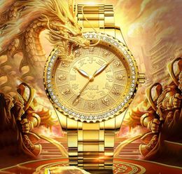 2019 Luxurious Classic Watch 12 Zodiac Strap en acier en diamant étanche zodiaque Reloj Quartz Wristwatch saat montres Men Relogio masculino6729849