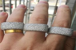 2019 Luxury ring Mrica Pave 450 stks Diamond 925 Sterling Silver Engagement Wedding Band Ring For Women Men Men Finger Jewelry9841860