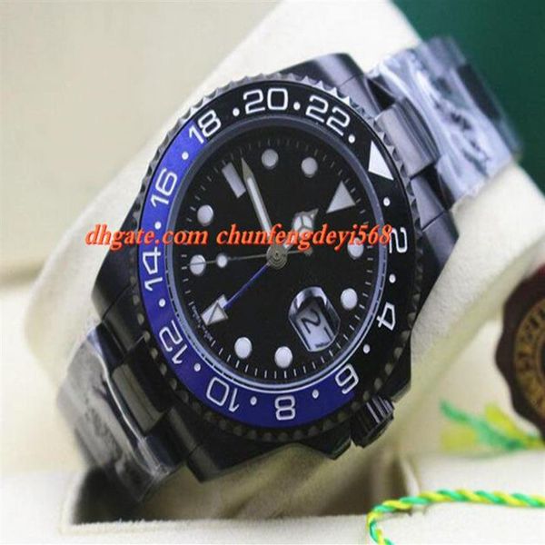 2019 Reloj de lujo de acero inoxidable con revestimiento de PVD Negro Azul 116710 Bisel de cerámica Relojes mecánicos automáticos para hombres 243g