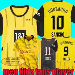 23 24 25 Sancho Soccer Jerseys Reus Dortmunds 50 jaar in de Westfalenstadon Special 2024 2025 Borussia Soccer Haller voetbalshirt Brandt Men Kids Kit All Black