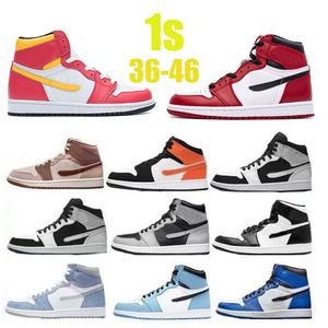 Mannen vrouwen casual Schoenen Springen hoge top Platte Sneakers Running cowboy 1s hofleer Klassieke modeontwerper Zwart Rood Herdenkingsmunt basketbalschoenen 36-46