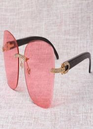 2019 Fabricants de lunettes de soleil d'objectif coupé en diamant sans cadre T8100905 Lunettes de soleil à cornes noire naturelle de haute qualité 5818140 mm4182517