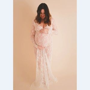 2019 Accessoires de photographie de maternité Maxi Vêtements de grossesse Robe de maternité en dentelle Fantaisie Prise de vue Photo Robe enceinte d'été S-4XL LJ201123