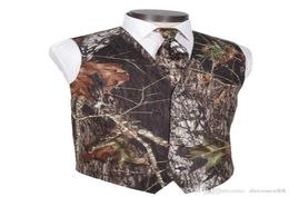 2019 Men Camo Printed Groom Gilet Gilet Mariages Realtree Spring Camouflage Slim Fit Vestes 2 pièces Set Vesttie Custom Made4745188