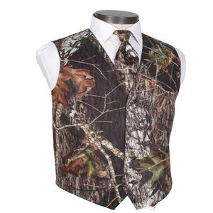 2019 Mannen Camo Gedrukt Bruidegom Vesten Bruiloft Vesten Realtree Lente Camouflage Slim Fit Heren Vesten 2 Stuks set Vest stropdas Custom Made287R