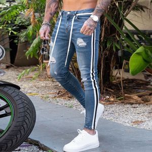 2019 hommes Denim pantalons décontractés trou droit pantalon hommes mode Hip Hop pantalon en détresse jean Long pantalon Denim Stretch 8.14