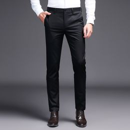 2019 hommes robe pantalon kaki costume pantalon marque de mode noir affaires pantalon droit travail pour homme couleur unie slim pantalon