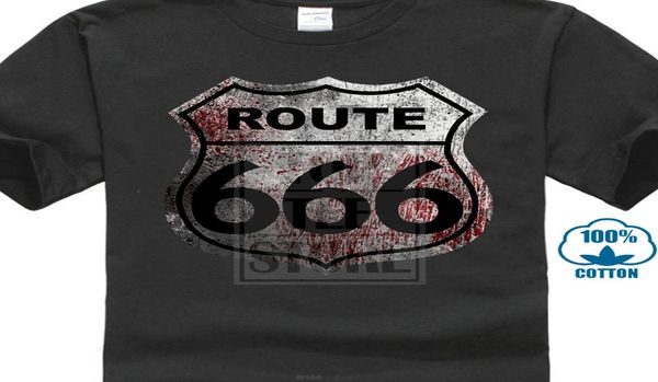 2019 Men Fashion T-shirt Route 666 T-shirt Satan Highway Biker Race Us Car Road to Chopper Hell New Floy Fashion2729855
