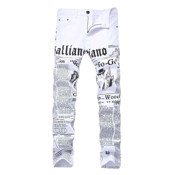 2019 pantalones vaqueros estampados para hombre, pantalones vaqueros pintados, palabras informales, elásticos, elásticos, de moda, rectos, cintura media, 279m