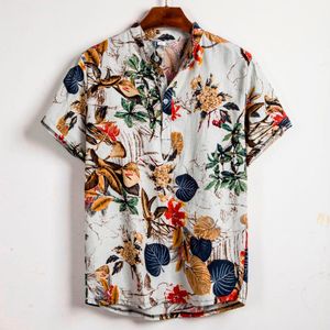 2019 chemise à manches courtes en coton pour hommes style ethnique grande taille T-shirt imprimé décontracté chemise hawaïenne haut hommes # w 40J6