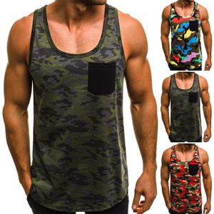 2019 heren zomer sport mouwloze t-shirt slank ademend camouflage persoonlijkheid tank tops vest M-3XL