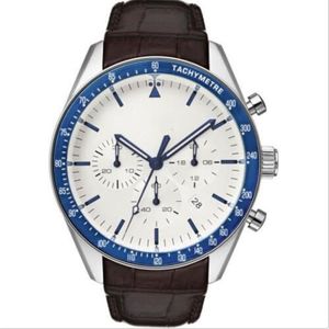 2019 herenhorloge herentrofee witte wijzerplaat chronograaf quartz horloge met leren band 1513629293R