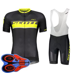 2019 heren scott team fietsen jersey suits zomer korte mouwen shirt bib shorts set racefiets kleding ropa ciclismo sport outfits y082001