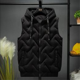 Hommes gilet vestes automne hiver chaud gilet décontracté à capuche sans manches gilet manteaux mode hommes épais parkas gilets