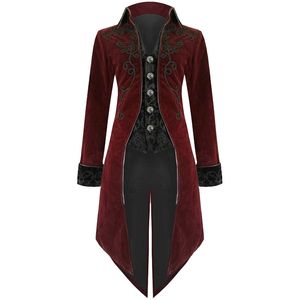 2019 hommes Vintage gothique longue veste automne rétro Cool uniforme Costume Trench manteau Steampunk Tailcoat bouton manteau mâle