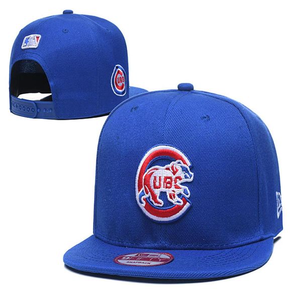 2019 Men039 Cubs Royal Blue Color Snapback Hat pour hommes Classic Broidered Team Logo Bones Sports Baseball Caps plats Hip Hop C6994541