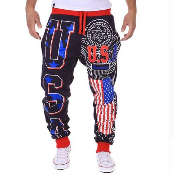 2019 hommes pantalons décontractés drapeau américain USA lettrage hiver pantalons de sport hommes mode hommes Joggers pantalon avec grande taille