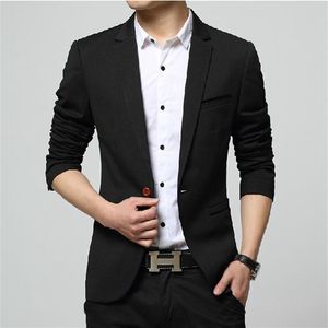 2019 Mens Korea Slanke Mode Blazers Jasje Mannelijke Toevallige Plus size Jas trouwjurk Zwarte Zee blauw Wijn Rood pak jas men262K