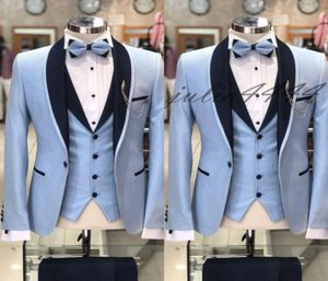 2019 Heren Suits Slim Fit Three Pieces Groomsmen Wedding Tuxedos For Men Black Shawl Rapel Formal Prom Suit jacketpantsvest7838241