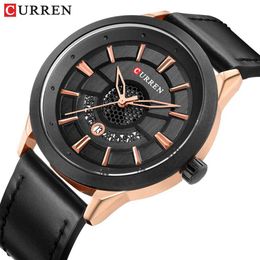 2019 Mens Horloges Curren Mode Herenhorloge Casual Kalender Polshorloge Lederen Klok Mannelijke Analoge Quartz Horloge Relogio Homem Q0524