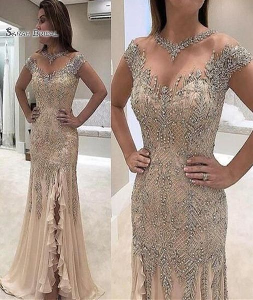 2019 Sirène Vcou Sexy Perles Fendues Tenue De Soirée Formelle En Stock s Qualité Haut De Gamme Dress8065622