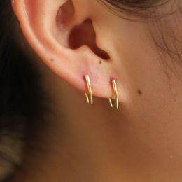 2019 mínimo 925 barra de plata esterlina pendiente alambre de oreja color dorado pulido simple diseño delicado niña mujer encantadora joyería de oreja 259k