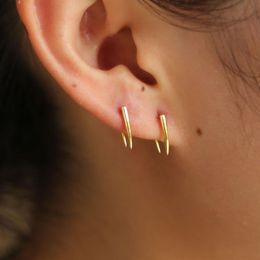 2019 Minimal 925 Silver Silver Bar Wring Oreille fil Couleur Gold Couleur Polie simple Design délicat Girl Femmes Belle Oreille Bijoux 244T