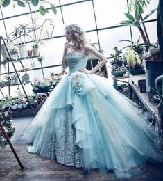 2019 Mint Green Ball Jurk Quinceanera Dresses Jurken Princess Crystal Prom jurk zoete baljurken formele speciale gelegenheid avond p5588699