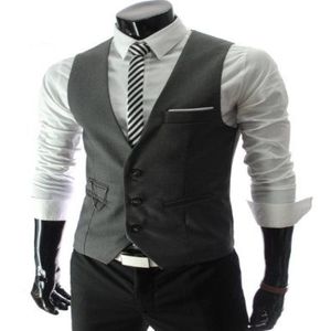 2019 Modest Noir Vest Single Breasted Groom Vestts British Style Men's Suit Vests Slim Fit Men's Robe Vest Wilestcoat 215W