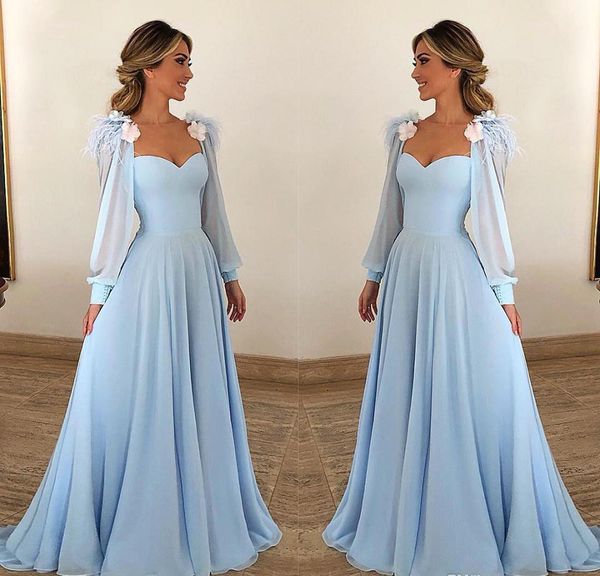 Robes mère de la mariée bleu ciel, manches longues, robe formelle pour marraine de soirée de mariage, grande taille, sur mesure