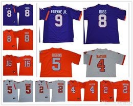 2019 NCAA Clemson Tigers # 4 DeShaun Watson 8 Justyn Ross 2 Watkins 5 Tee Higgins Etienne Jr Lawrence Hunter Renfrow Maillots de football universitaire