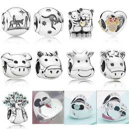 2019 NOUVEAU 100% 925 En Argent Sterling En Forme De Coeur Mignon Animal Cochon Vache Cheval Cerf Charme Fit Bracelet À BRICOLER SOI-MÊME Mode Original Bijoux AA220315