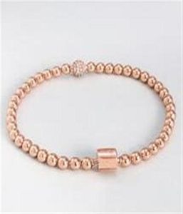 2019 New 100 925 Sterling Silver Gold Beads Pave Chain Bracelets con Zirconia Cúbica para Mujeres Pulsera Auténtica de plata Jew2059061