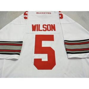 2019 nieuwe 2324 Ohio State Garrett Wilson #5 echte volledige borduurwerk College Jersey maat S-4XL of aangepaste naam of nummer jersey