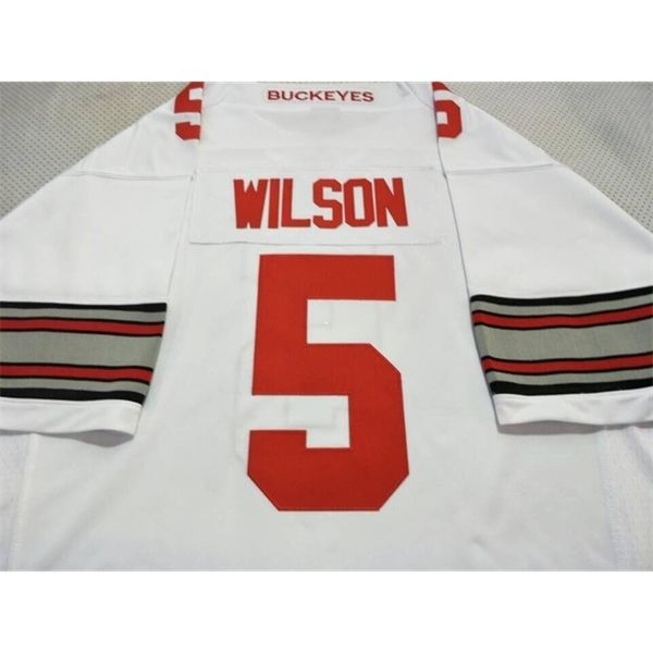 2019 nuevo 2324 Ohio State Garrett Wilson # 5 real bordado completo College Jersey Tamaño S-4XL o personalizado cualquier nombre o número de camiseta