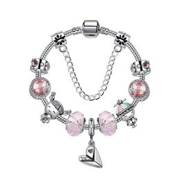 Nieuwe roze armband 925 Sterling Silver Charm Crystal Murano Glass Kralen Boy Girl Papier Vliegtuig Paar Kraal Fit Women Bracelet Bangle Diy Sieraden