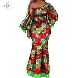 2019 nouvelles robes africaines pour femmes bazin riche style femme vêtements africains gracieuse dame impression cire grande taille robe de soirée WY4044