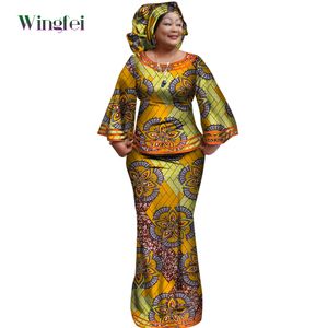 Nieuwe Afrikaanse losse kanga -jurken voor vrouwen dashiki traditionele 100 katoenen bovenste rok set van 3 stuks kleding wy2372