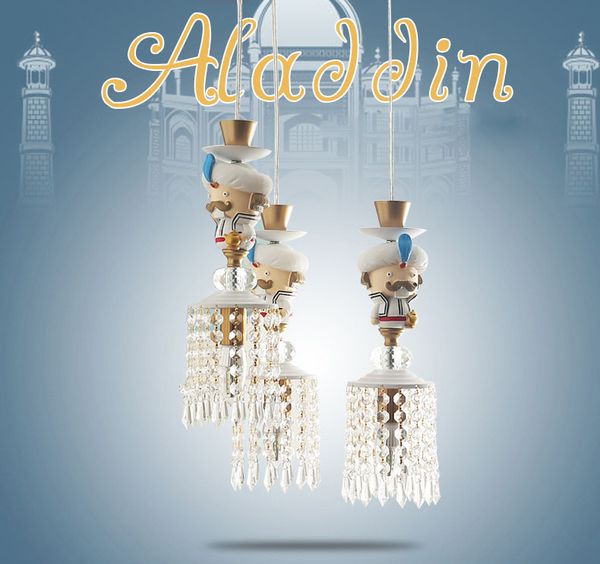 2019 nouveau Aladdin lampe en cristal pour enfants lampe de chambre d'enfant garçon fille chambre lampe lustre modèle chambre lampes américaines