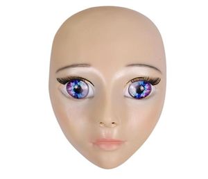 2019 nouveau Anime fille masque Cosplay dessin animé crosscommode Latex adulte yeux bleus mignon Anime femme visage Mask5288577