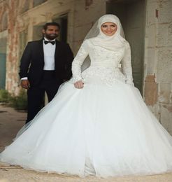 2019 Nieuwe Arabische islamitische moslim Een lijn trouwjurken zei mhamad kanten winter bruidsjurken lange mouwen hoge mouwen hoge nek midwest pakistan3488506