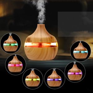 Diffuseur d'huiles essentielles d'aromathérapie, humidificateur en bambou, Grain de bois, diffuseurs ultrasoniques de brume fraîche avec 7 lumières de couleur LED, nouveauté 2020