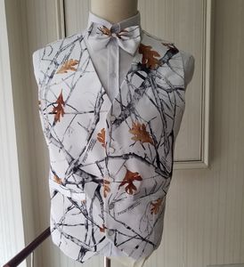 2019 nueva llegada Airtailors chaleco de camuflaje de moda para boda rústica para hombre vestido de camuflaje chaleco de talla grande colores blancos (chaleco + lazo)