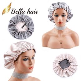 2019 Nieuwe Collectie Dubbele zijde Satin Cap voor Care Hair Pink / Grey Silk Night Sleep Cap voor Dames Meisjes Dame