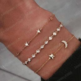 2019 nouveauté simplicité européenne et américaine à la mode étoile lune cristal strass 3 paires Bracelets Bracelets