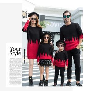 2019 New arrival Family Matching Outfits Black Red sweater Comfortable